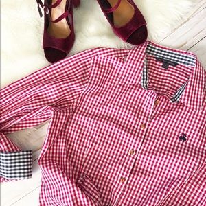 Brooks Brothers red gingham button down shirt 10